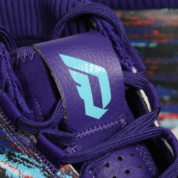 Sold Adidas Dame 5 Shoes Purple Blue Size 16 - Picture 10 of 10